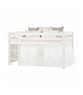 Cortinas Winter Wonderland con tul para cama semi alta o litera90x200 cm